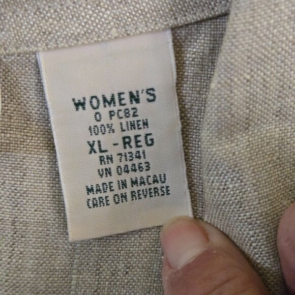 L.L. Bean Vintage 100% Linen Neutral Beige Lagonlook Button Front Tunic Size XL - Picture 5 of 5